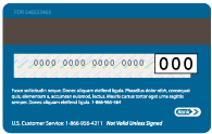 Credit card security code example on a Visa, MasterCard, or Discover Card.