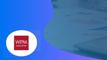 The WPM Education logo is in the middle of a blue and purple background.