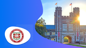 Washington University's CS logo with a castle and sunburst in the background.