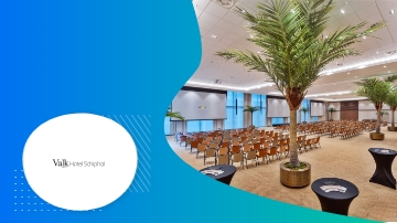 Van der Valk Hotel: A modern interior with chairs, tables, and potted plants in a spacious hall.