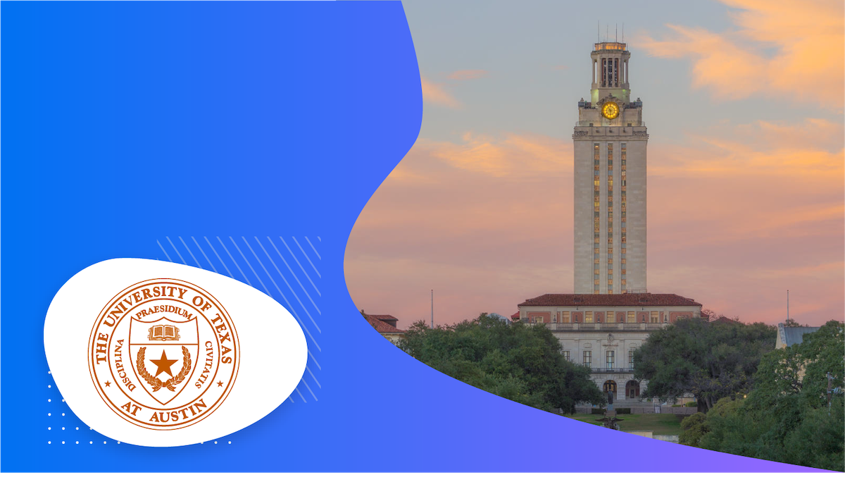 UT tower with blue background and UT logo at the bottom left corner of the image.