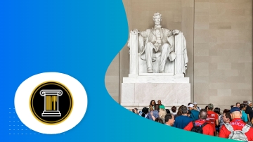 Monumental Tours Case Study: Visitors gather at the Lincoln Memorial in Washington, D.C., under a blue sky.