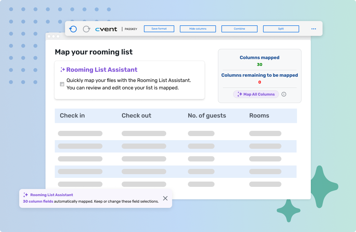 Passkey Rooming list assistant