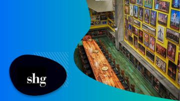 long dining table with logo