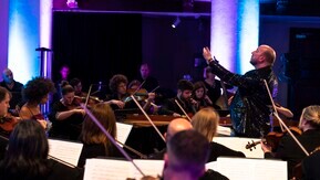 music concert with musician playing violin