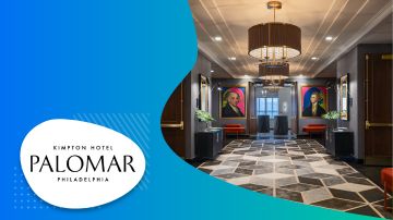 logo for Kimpton and lobby of hotel