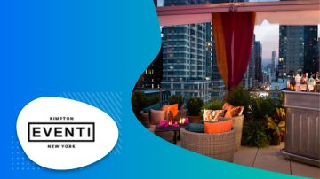 hotel logo and lounge area