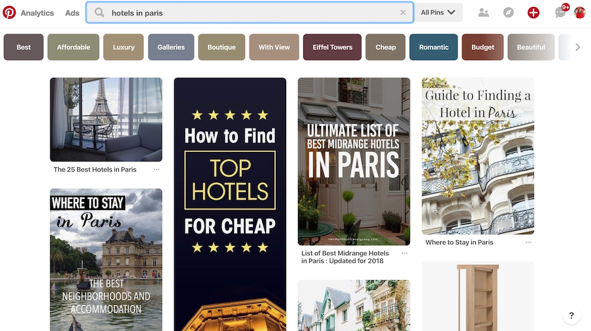 Pinterest Paris search