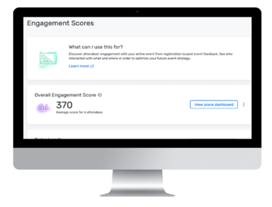 Computer monitor showing an engagement score of 370 out of 1000.