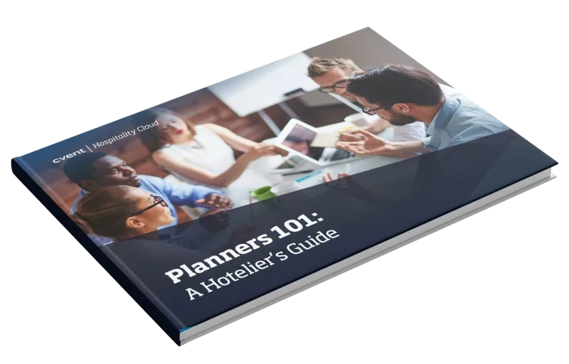 Planners 101: A Hotelier's Guide eBook cover with four people around a table.