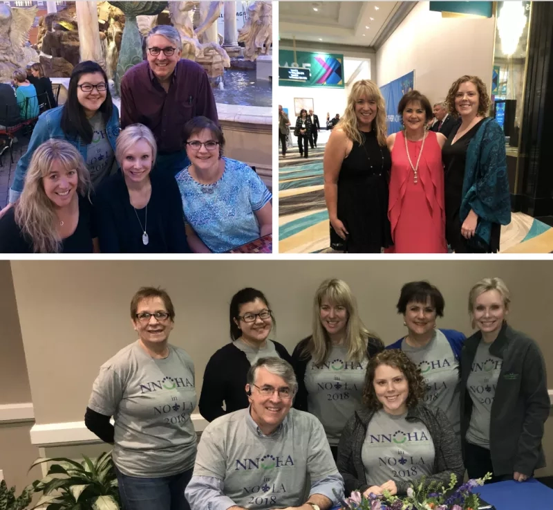 A collage of three photos of people at the National Network of Health Affairs conference in New Orleans.