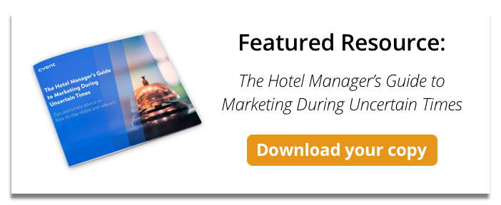 Call-to-action directing to the Hotel Marketing in Uncertain Times ebook