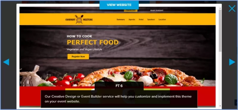 A screenshot of a webpage with a pizza and the text "How to Cook Perfect Food".