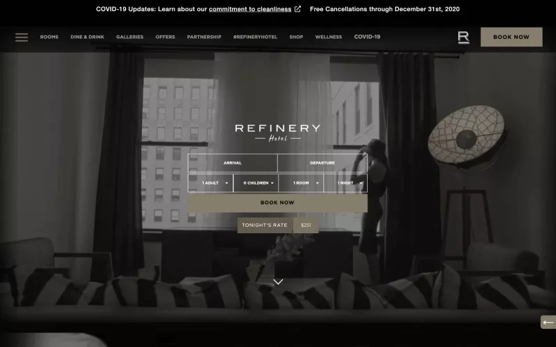 A view of Refinery Hotel New York, New York, from the window of a room.