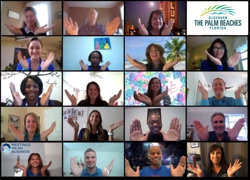 Discover Palm Beach Florida Open Palms with Discover The Palm Beaches logo in a collage.