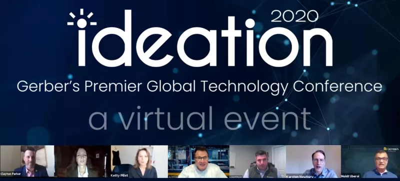 Ideation 2020 Gerber's Premier Global Technology Conference is a virtual event with people in frames.
