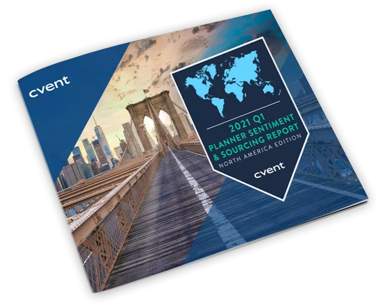 A book with an image of the Brooklyn Bridge and the words "2021 Q1 Planner Sentiment & Sourcing Report"
