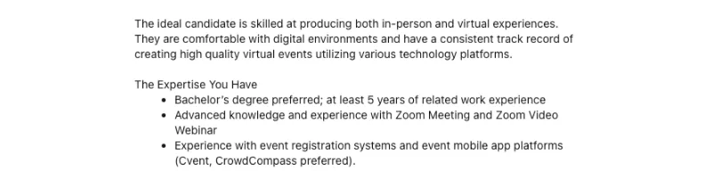 Job posting for Cvent certification with text, "The Expertise You Have."