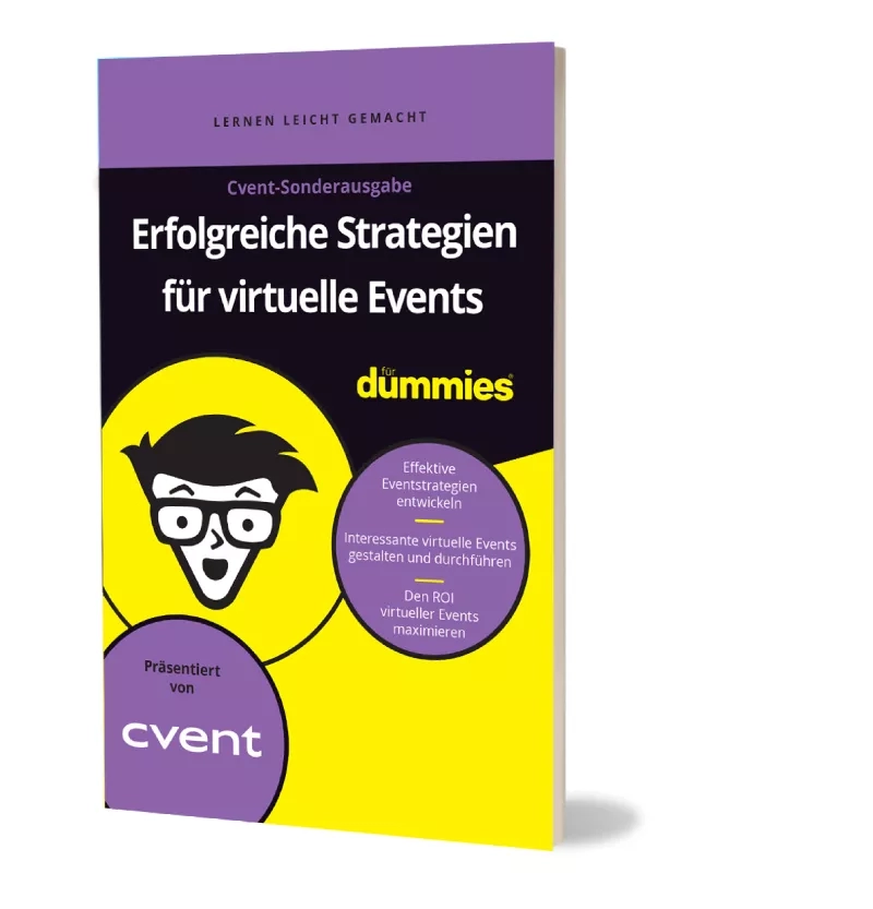 The cover of a book titled "Erfolgreiche Strategien für virtuelle Events" in German by dummies.