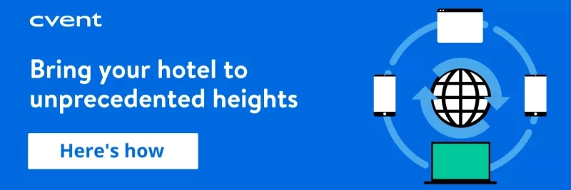 Hotel above and beyond blog CTA 600 x 200 image with text "Bring your hotel to unprecedented heights"