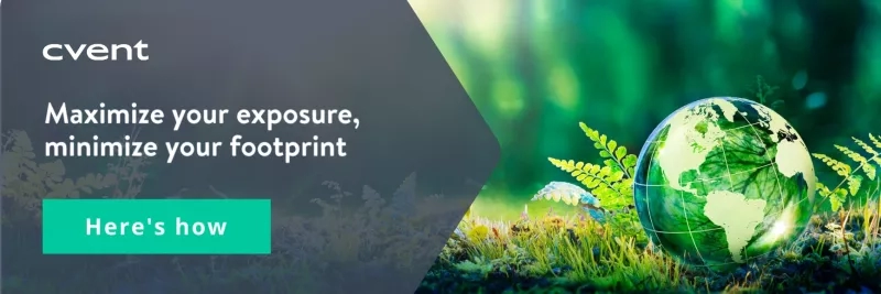 Eco-friendly ebook blog CTA with text, globe, and plants on green background.