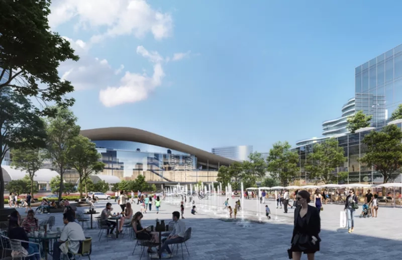 Rendering of the new downtown plaza at The SeaSide in downtown Summerlin.