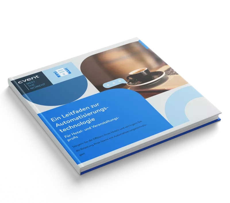 An automation technology guide for hotels, with a cup of coffee on the cover, in German.