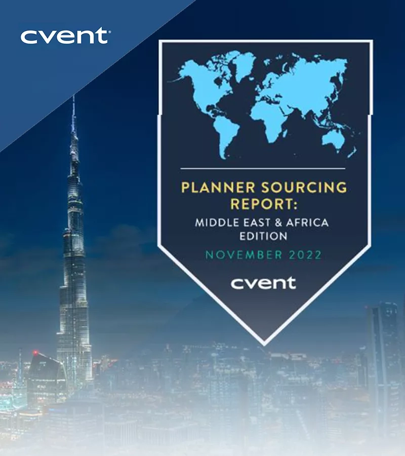 Planner Sourcing Report: Middle East & Africa Edition November 2022 poster with cityscape and blue world map.