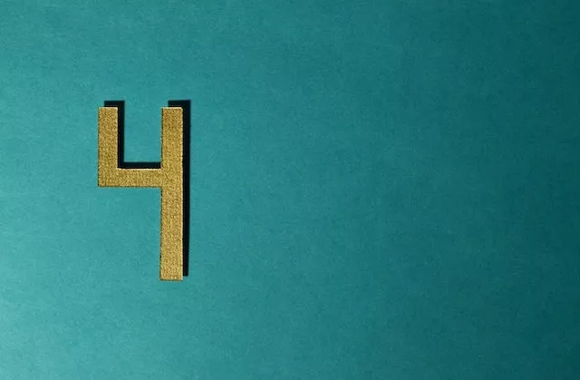 Gold number 4 on teal background, representing the year 2024, with a minimalist and modern design.