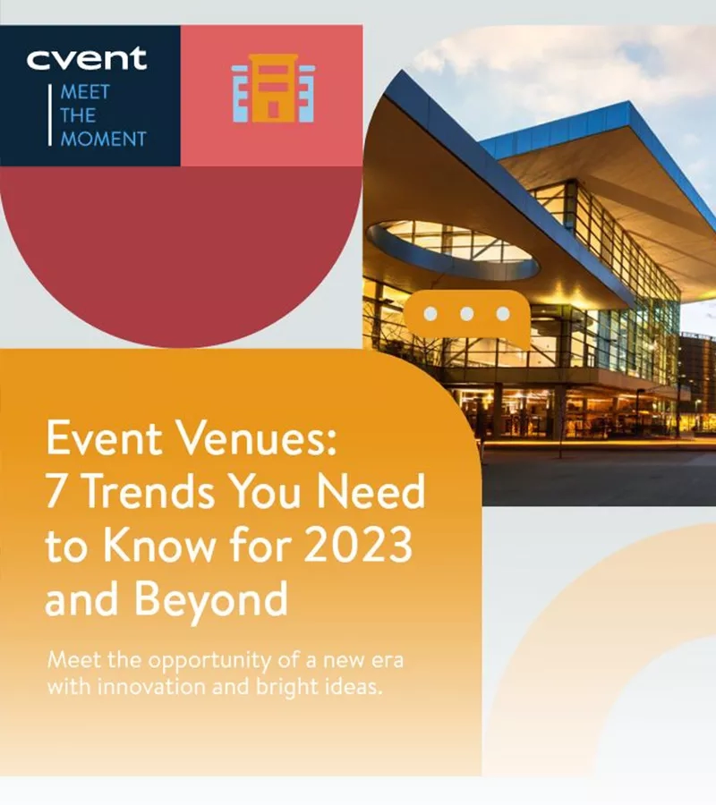Event venues: 7 trends you need to know for 2023 and beyond with an image of a building.