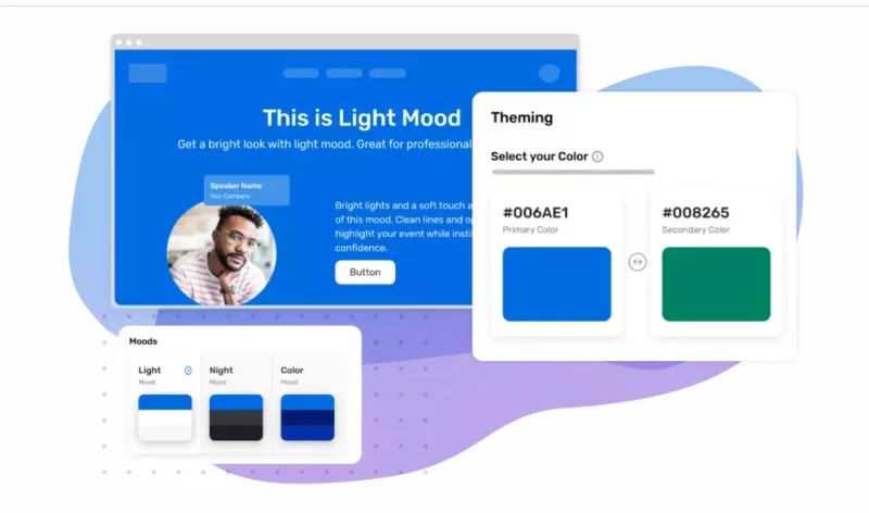 A screenshot of a website page showing mood and theme selection options for an event.