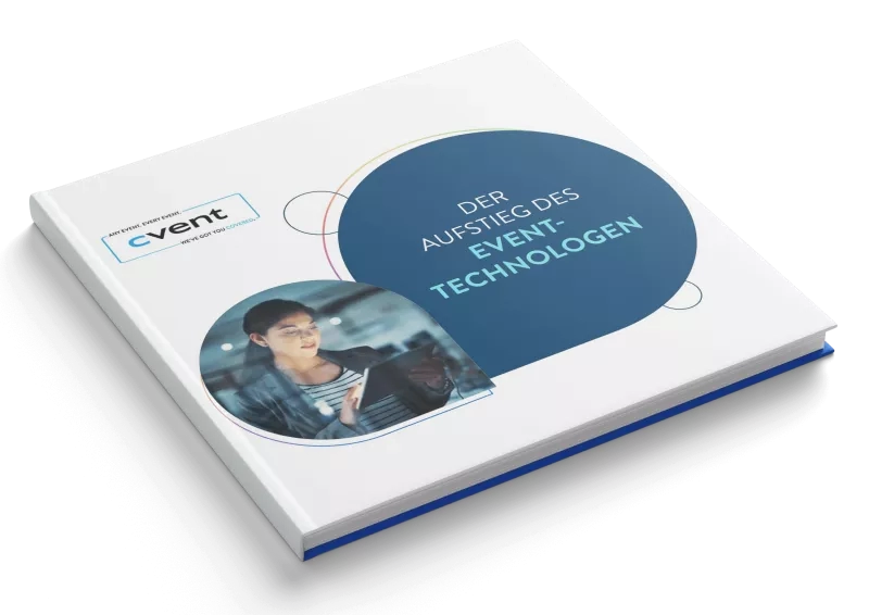 The Rise of the Event Technologist eBook cover with a picture of a woman and text.