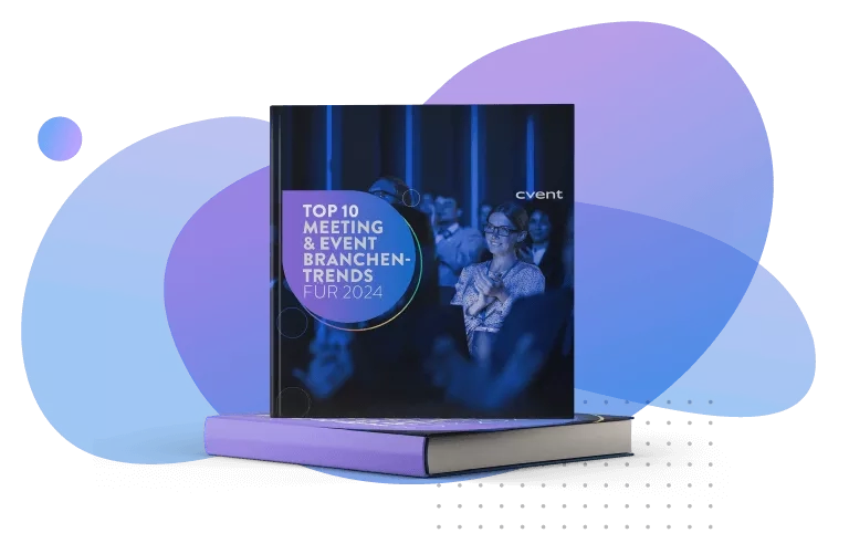 The cover of the 2024 meeting and event branchen-trends report shows a woman giving a presentation.
