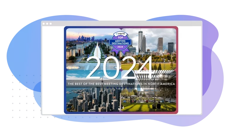 A screenshot of a website with a banner that reads "2024 Top Meeting Destinations in North America".