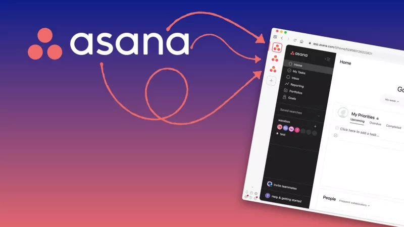 Asana's logo on the left and its app on the right side.