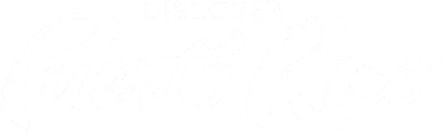 Discover Puerto Rico logo in white on a black background.