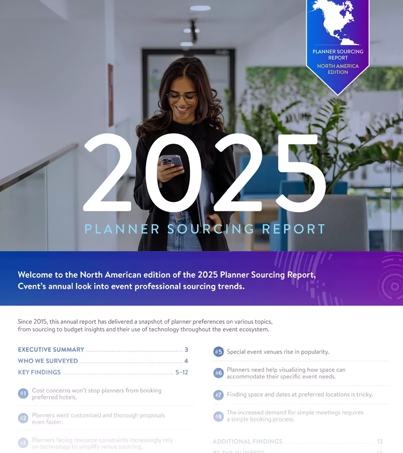 Planner Sourcing Report 2025 for North America with text, architecture, landscaping, and ambiance.