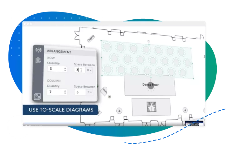 A computer screen showing an arrangement of rows and columns with text that reads 'Use to-scale diagrams.'