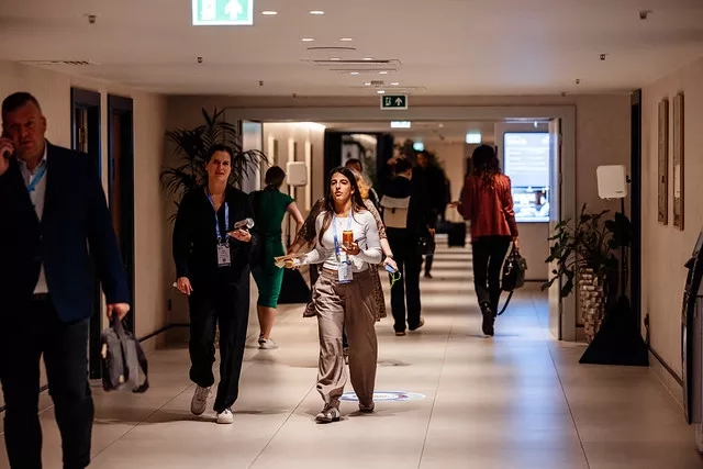 attendees walking in an event