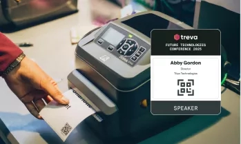 Event badge for Abby Gordon labeled Speaker at the Future Technologies Conference.