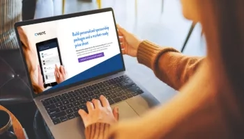 A woman holding a laptop with a screen that says "Build personalized sponsorship packages and a market-ready price sheet".