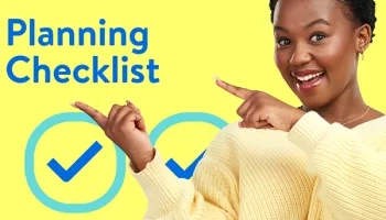 A person points toward a "Planning Checklist" text