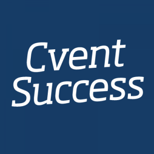 The words "Cvent Success" are written in white on a blue background.