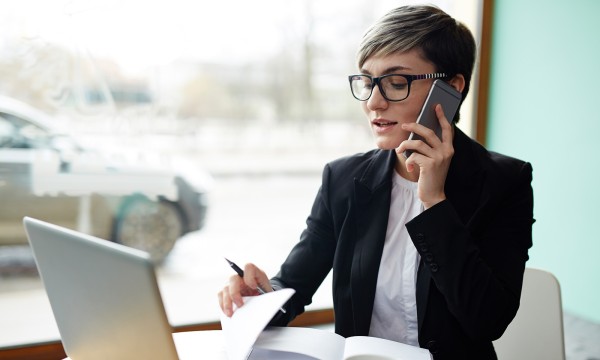 Woman making phone call