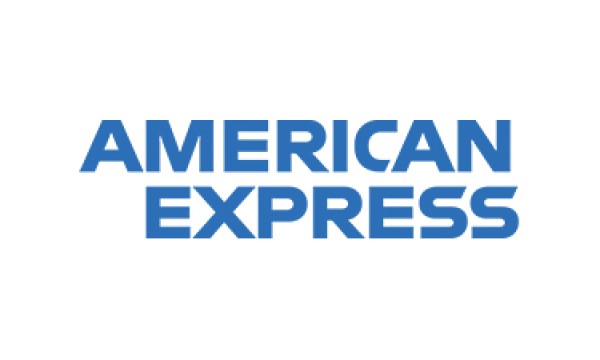 The American Express logo features blue text on a white background, with the word 'Express' in bold.