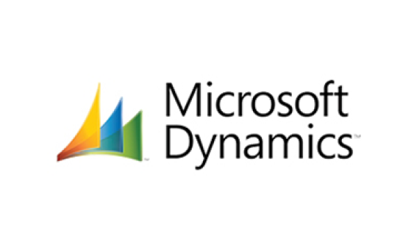 Microsoft Dynamics logo with a multicolored sail on a white background.
