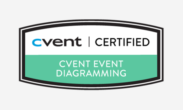 CVT Certification - Cvent Event Diagramming with shading on the bottom of the logo.