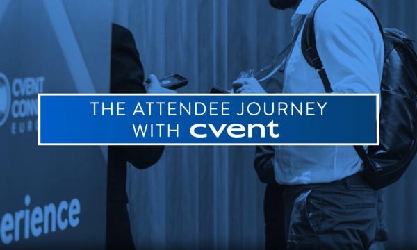 The attendee journey with cvent - a man with a backpack and a smartphone.