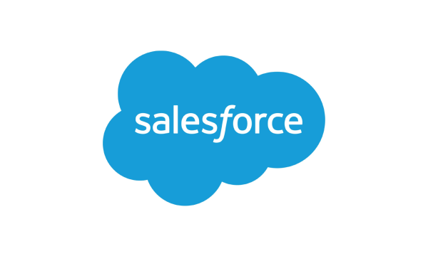 The logo of Salesforce, which is a cloud-shaped object with the text "salesforce" on it.