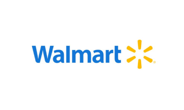 Walmart logo with blue and yellow text and star-shaped icons on a white background.